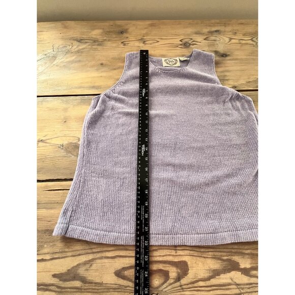VTG Stitches in Time Chenille Sleeveless Sweater Womens M Lilac Cottage 90s - Picture 6 of 7